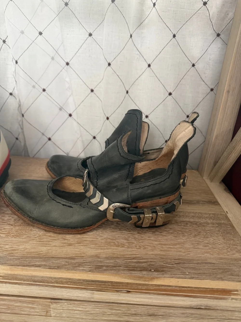 Freebird by Steven Black Leather Mary Jane Heels with Chevron Strap - Picture 3 of 6